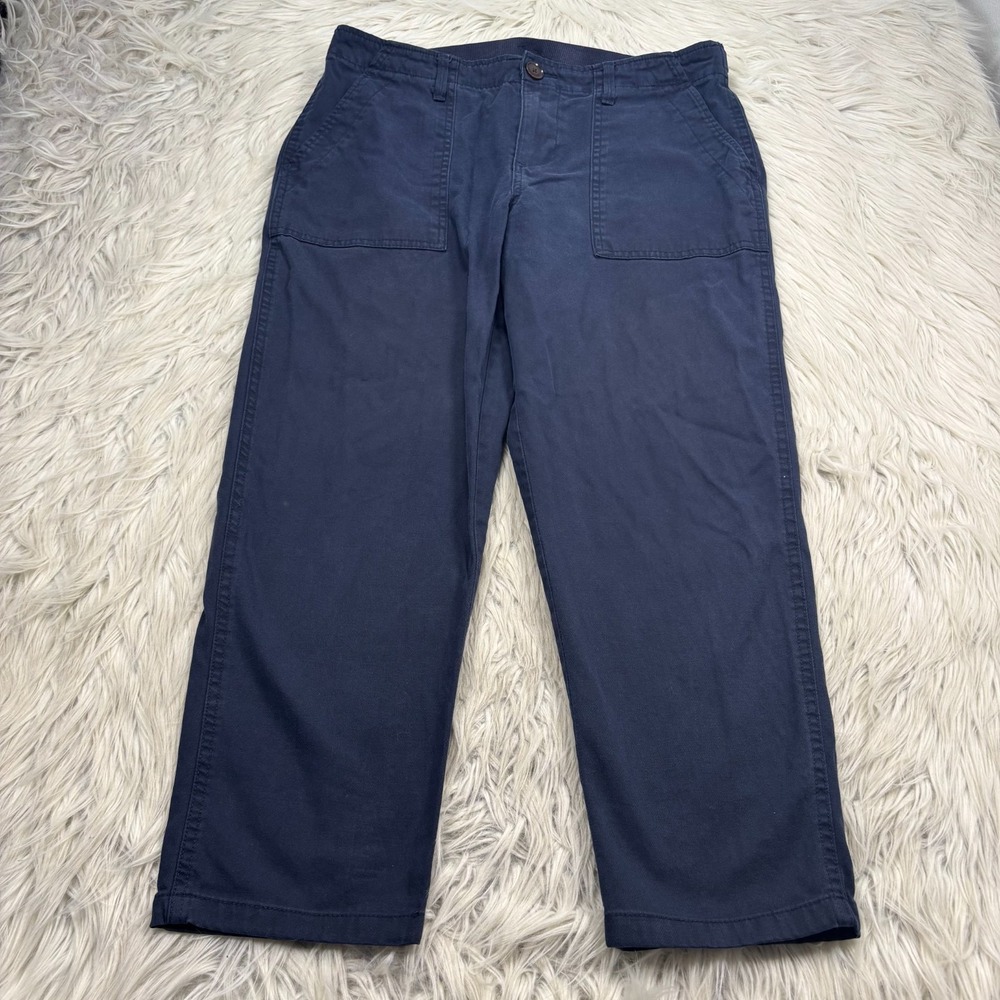 Calvin Klein Women's L Navy Cropped Utility Pants Classic Minimalist